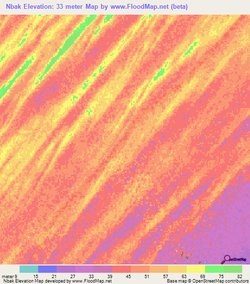 Nbak,Mauritania Elevation Map