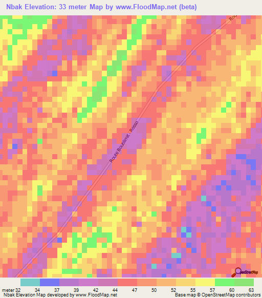 Nbak,Mauritania Elevation Map