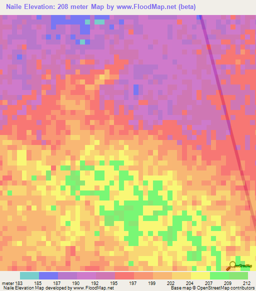 Naile,Mauritania Elevation Map