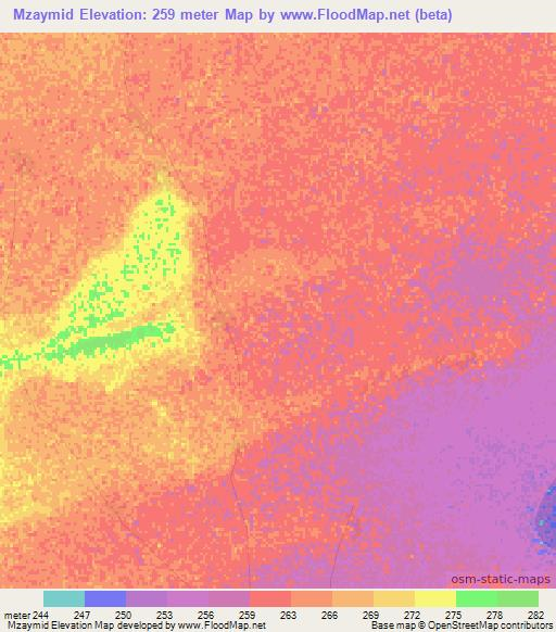 Mzaymid,Mauritania Elevation Map