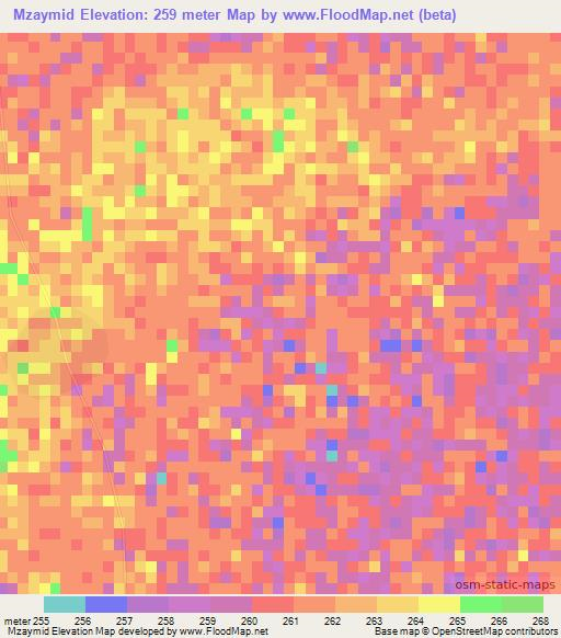 Mzaymid,Mauritania Elevation Map