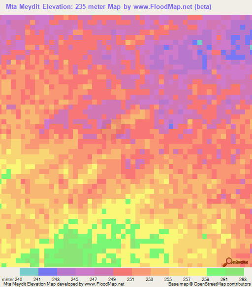 Mta Meydit,Mauritania Elevation Map