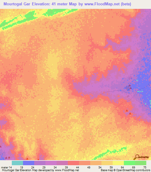 Mourtogal Gar,Mauritania Elevation Map
