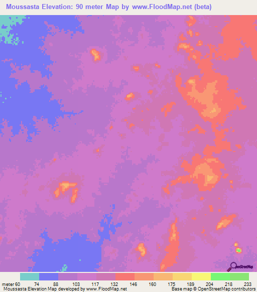 Moussasta,Mauritania Elevation Map