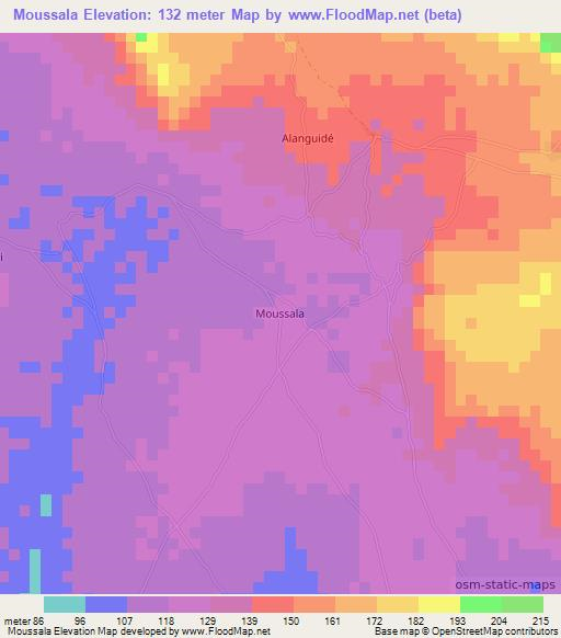 Moussala,Mauritania Elevation Map