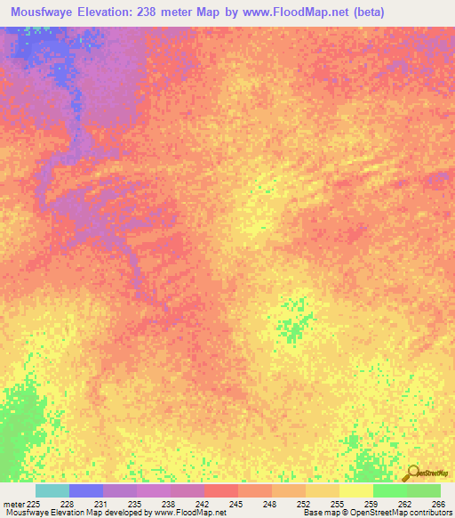 Mousfwaye,Mauritania Elevation Map
