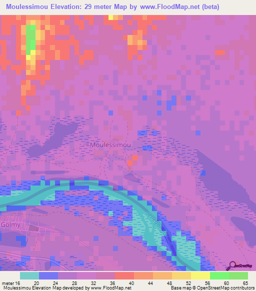Moulessimou,Mauritania Elevation Map
