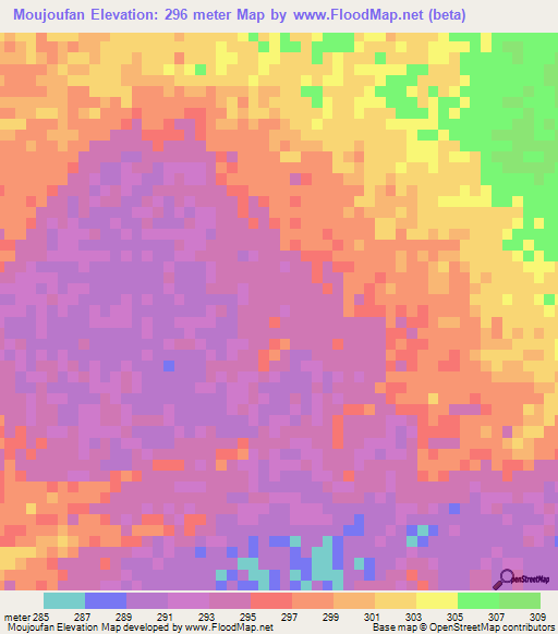 Moujoufan,Mauritania Elevation Map