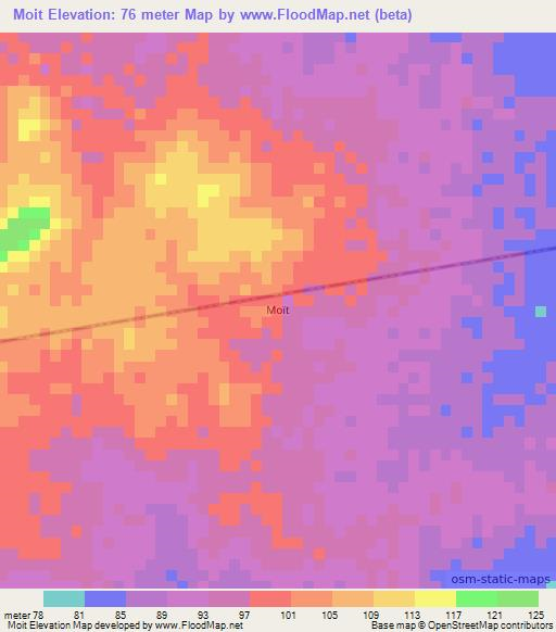 Moit,Mauritania Elevation Map