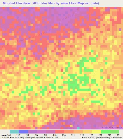 Moudiat,Mauritania Elevation Map