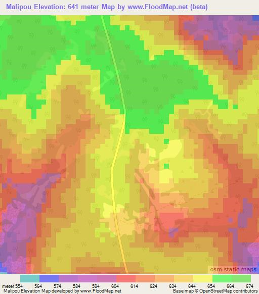 Malipou,Central African Republic Elevation Map