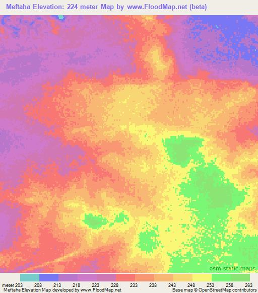 Meftaha,Mauritania Elevation Map
