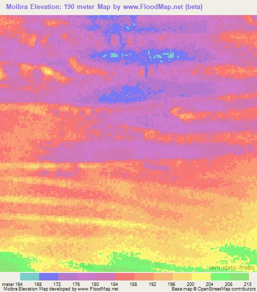 Moibra,Mauritania Elevation Map