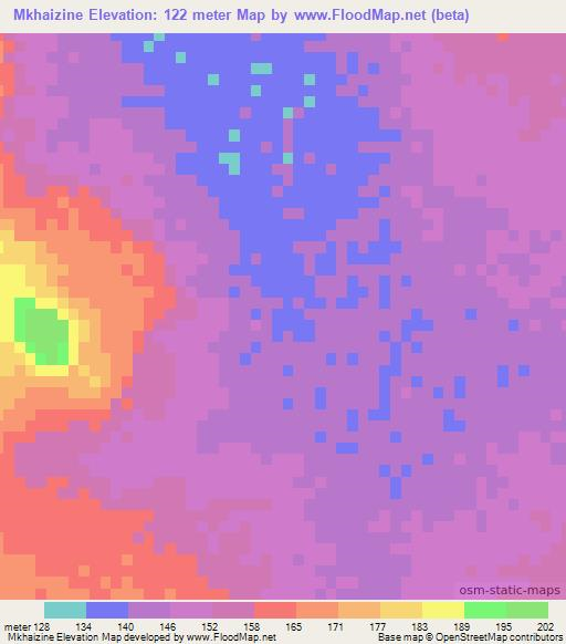 Mkhaizine,Mauritania Elevation Map