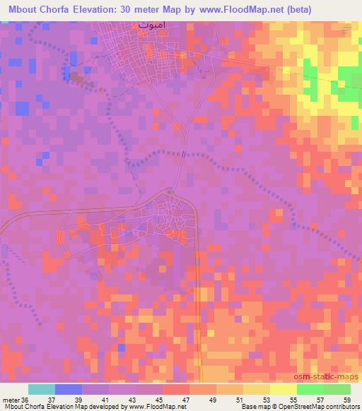 Mbout Chorfa,Mauritania Elevation Map