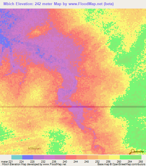 Mbich,Mauritania Elevation Map