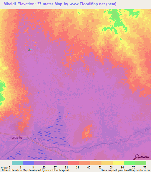 Mbeidi,Mauritania Elevation Map
