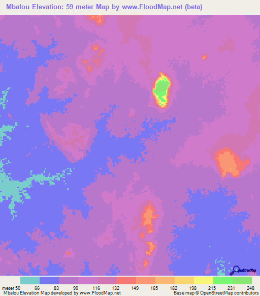 Mbalou,Mauritania Elevation Map