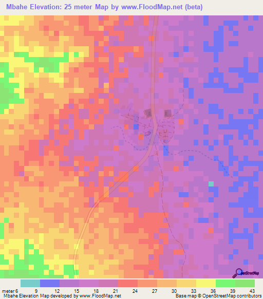Mbahe,Mauritania Elevation Map