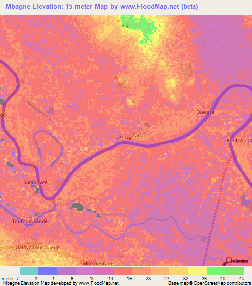 Mbagne,Mauritania Elevation Map