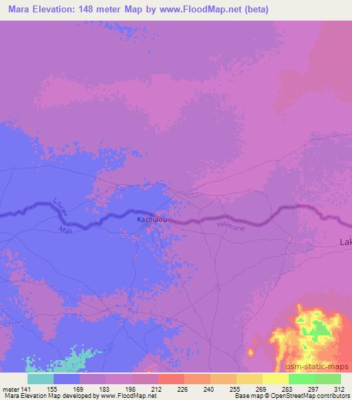 Mara,Mauritania Elevation Map