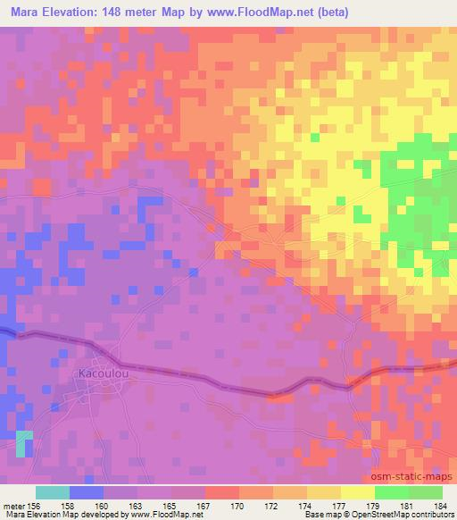 Mara,Mauritania Elevation Map