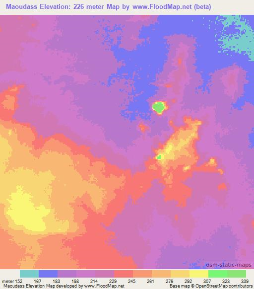 Maoudass,Mauritania Elevation Map