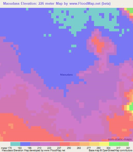 Maoudass,Mauritania Elevation Map