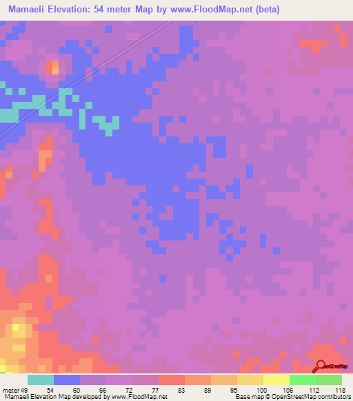 Mamaeli,Mauritania Elevation Map