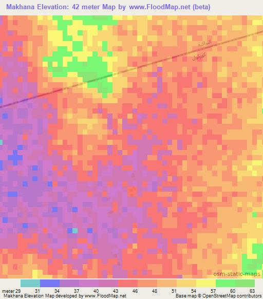 Makhana,Mauritania Elevation Map