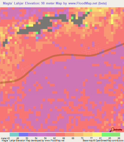 Magta` Lahjar,Mauritania Elevation Map