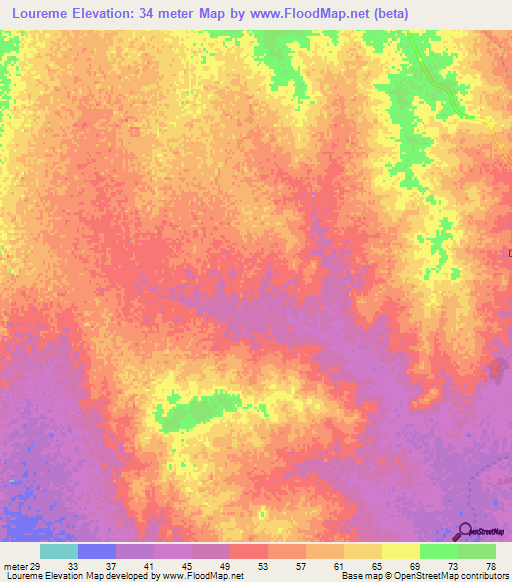 Loureme,Mauritania Elevation Map
