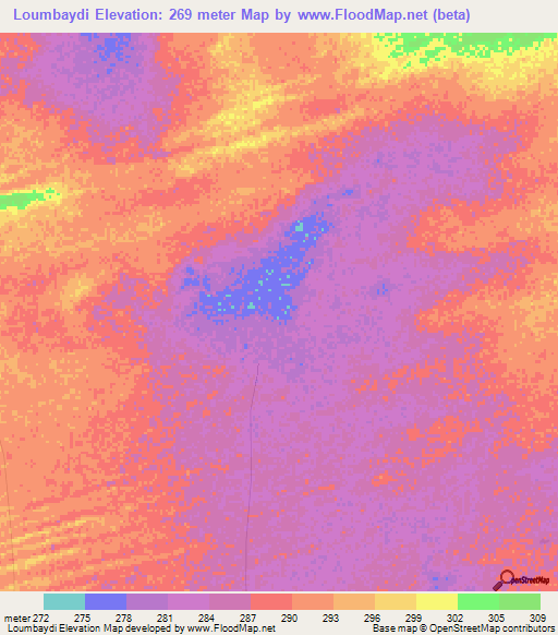 Loumbaydi,Mauritania Elevation Map