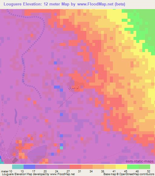 Louguere,Mauritania Elevation Map