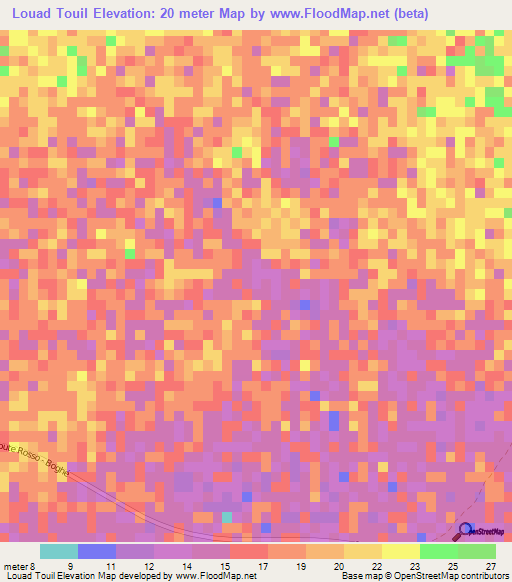 Louad Touil,Mauritania Elevation Map