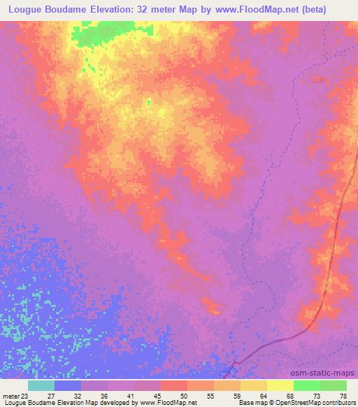 Lougue Boudame,Mauritania Elevation Map