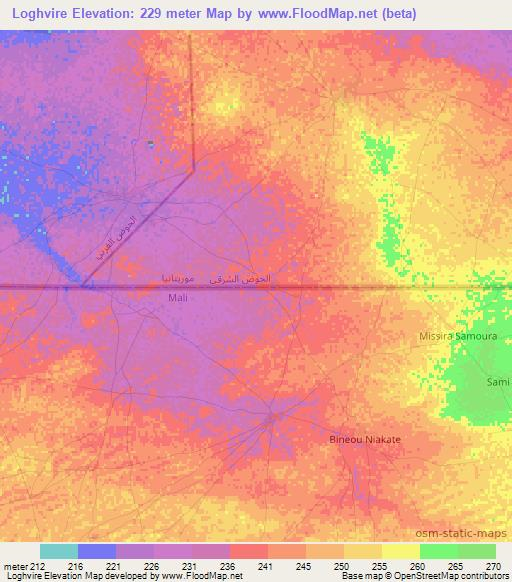 Loghvire,Mauritania Elevation Map