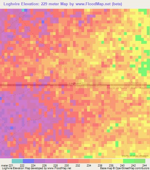 Loghvire,Mauritania Elevation Map