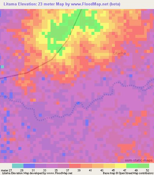 Litama,Mauritania Elevation Map