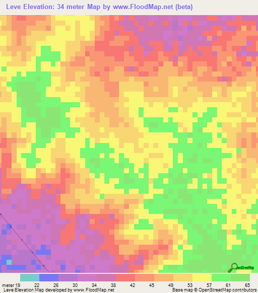 Leve,Mauritania Elevation Map