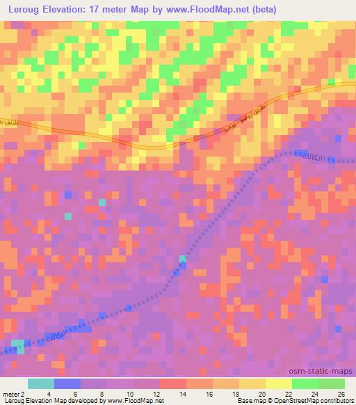 Leroug,Mauritania Elevation Map