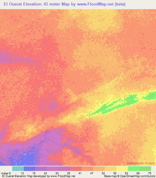 El Ouerat,Mauritania Elevation Map