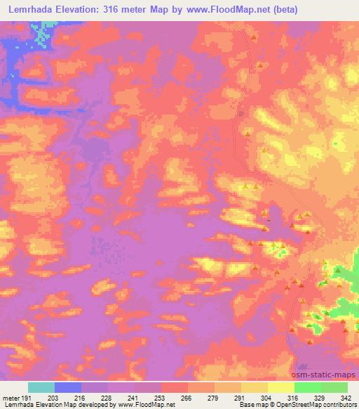 Lemrhada,Mauritania Elevation Map