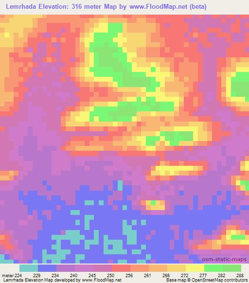 Lemrhada,Mauritania Elevation Map