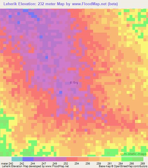Leherik,Mauritania Elevation Map