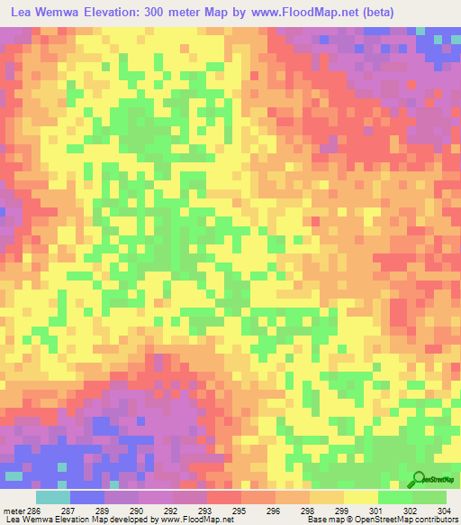 Lea Wemwa,Mauritania Elevation Map