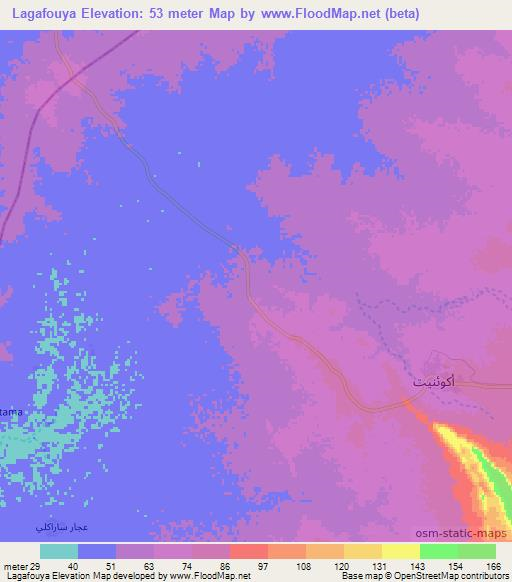 Lagafouya,Mauritania Elevation Map