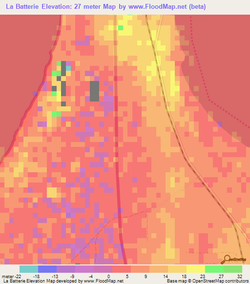 La Batterie,Mauritania Elevation Map