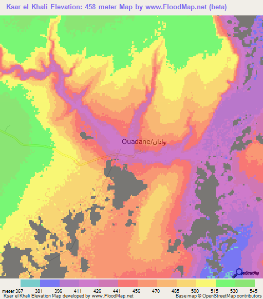 Ksar el Khali,Mauritania Elevation Map