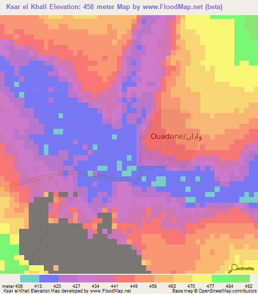 Ksar el Khali,Mauritania Elevation Map